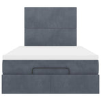 Ottoman Bed with Mattresses Dark Grey King Single Velvet