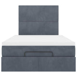 Ottoman Bed with Mattresses Dark Grey King Single Velvet - Rear View
