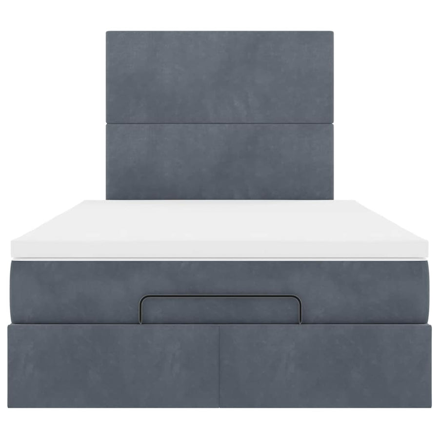 Ottoman Bed with Mattresses Dark Grey King Single Velvet
