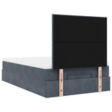 Ottoman Bed with Mattresses Dark Grey King Single Velvet - Low Angle