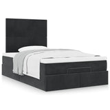 Ottoman Bed with Mattresses Black King Single Velvet - Top-Down View