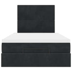 Ottoman Bed with Mattresses Black King Single Velvet
