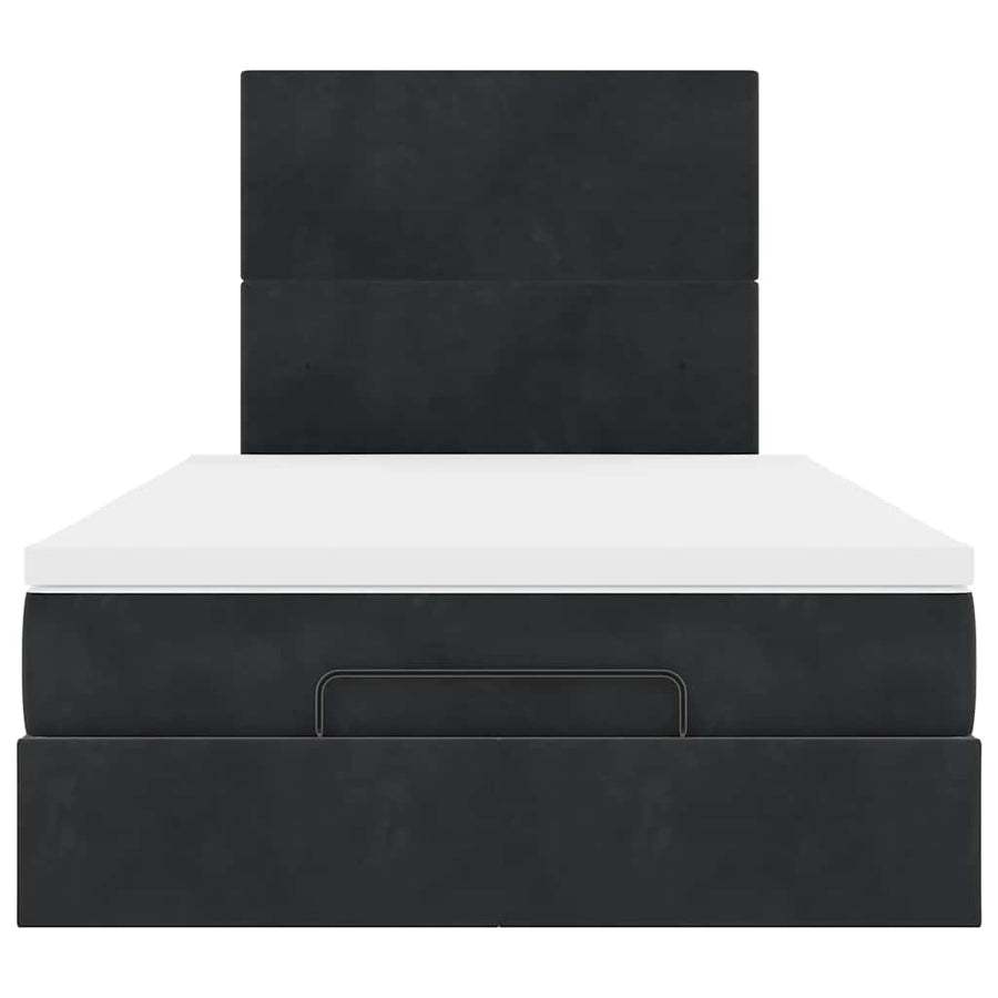 Ottoman Bed with Mattresses Black King Single Velvet