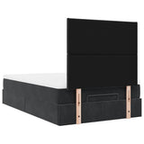 Ottoman Bed with Mattresses Black King Single Velvet - Low Angle