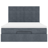 Ottoman Bed with Mattresses Dark Grey Double Velvet - Close-Up Angle