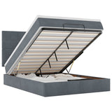 Ottoman Bed with Mattresses Dark Grey Queen Velvet - Front View