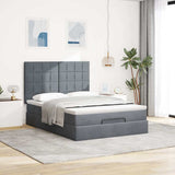 Ottoman Bed with Mattresses Dark Grey Queen Velvet - Side View