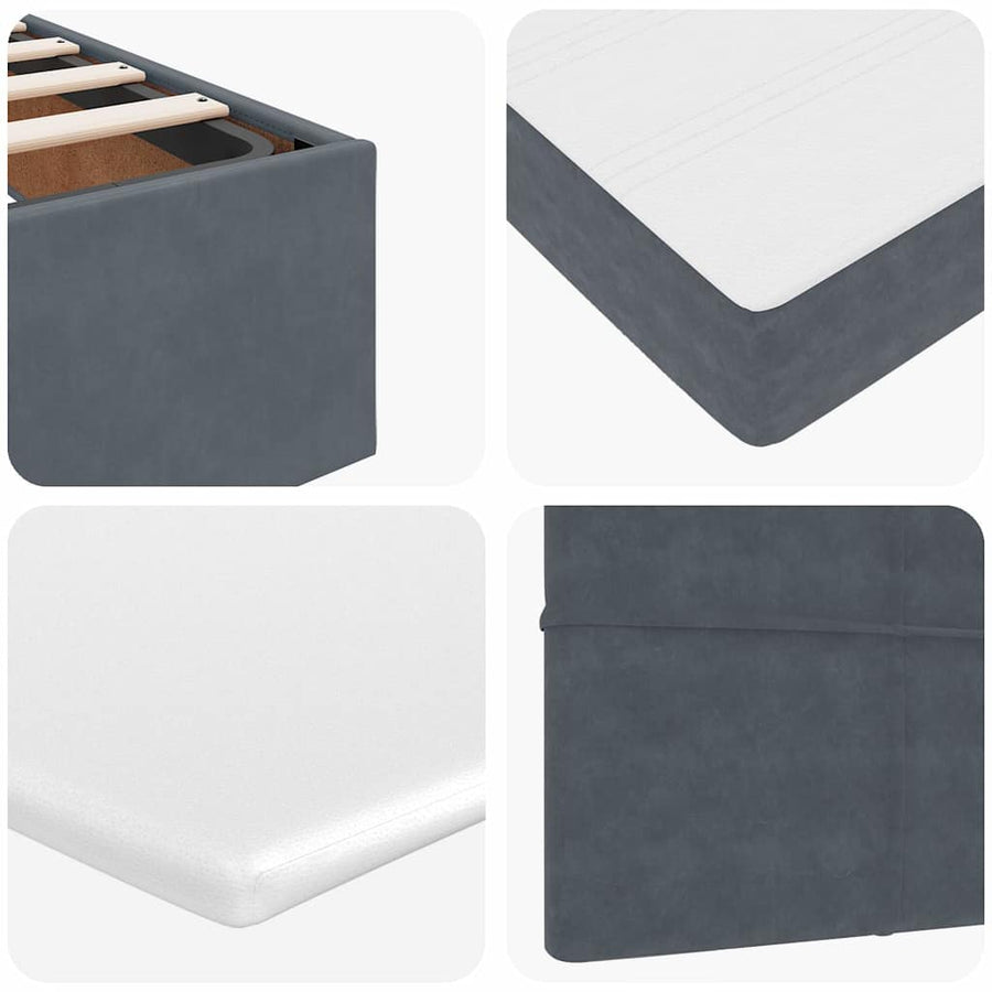 Ottoman Bed with Mattresses Dark Grey Queen Velvet