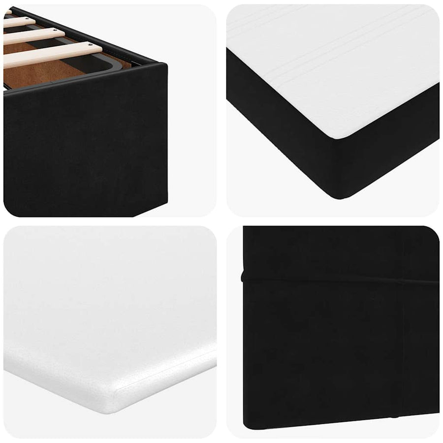 Ottoman Bed with Mattresses Black Queen Velvet