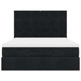 Ottoman Bed with Mattresses Black Queen Velvet - Close-Up Angle