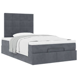 Ottoman Bed with Mattresses Dark Grey King Single Velvet - Top-Down View