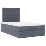 Ottoman Bed with Mattresses Dark Grey King Single Velvet - Rear View