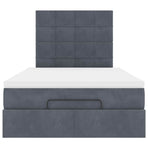 Ottoman Bed with Mattresses Dark Grey King Single Velvet