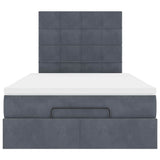 Ottoman Bed with Mattresses Dark Grey King Single Velvet - Close-Up Angle