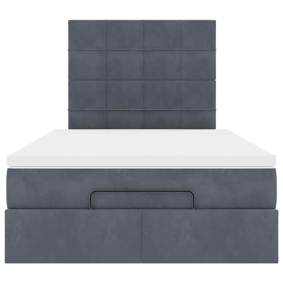 Ottoman Bed with Mattresses Dark Grey King Single Velvet