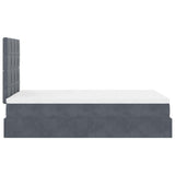 Ottoman Bed with Mattresses Dark Grey King Single Velvet - Low Angle