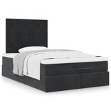 Ottoman Bed with Mattresses Black King Single Velvet - Top-Down View