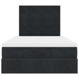 Ottoman Bed with Mattresses Black King Single Velvet