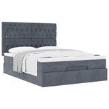 Ottoman Bed with Mattresses Dark Grey Double Velvet - 45-Degree Angle