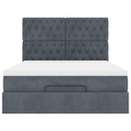Ottoman Bed with Mattresses Dark Grey Double Velvet