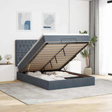 Ottoman Bed with Mattresses Dark Grey Double Velvet