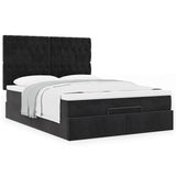 Ottoman Bed with Mattresses Black Double Velvet - Top-Down View