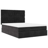 Ottoman Bed with Mattresses Black Double Velvet - Rear View