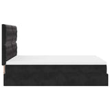 Ottoman Bed with Mattresses Black Double Velvet - Low Angle