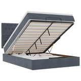 Ottoman Bed with Mattresses Dark Grey Queen Velvet - Front View