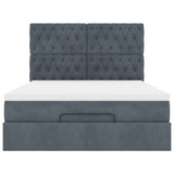 Ottoman Bed with Mattresses Dark Grey Queen Velvet