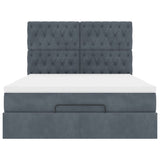 Ottoman Bed with Mattresses Dark Grey Queen Velvet - Close-Up Angle