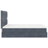 Ottoman Bed with Mattresses Dark Grey Queen Velvet - Low Angle