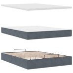 Ottoman Bed with Mattresses Dark Grey Queen Velvet