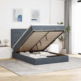 Ottoman Bed with Mattresses Dark Grey Queen Velvet