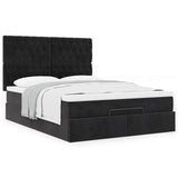 Ottoman Bed with Mattresses Black Queen Velvet - Top-Down View