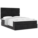 Ottoman Bed with Mattresses Black Queen Velvet - 45-Degree Angle