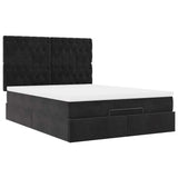 Ottoman Bed with Mattresses Black Queen Velvet - Rear View