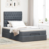 Ottoman Bed with Mattresses Dark Grey King Single Velvet - Side View