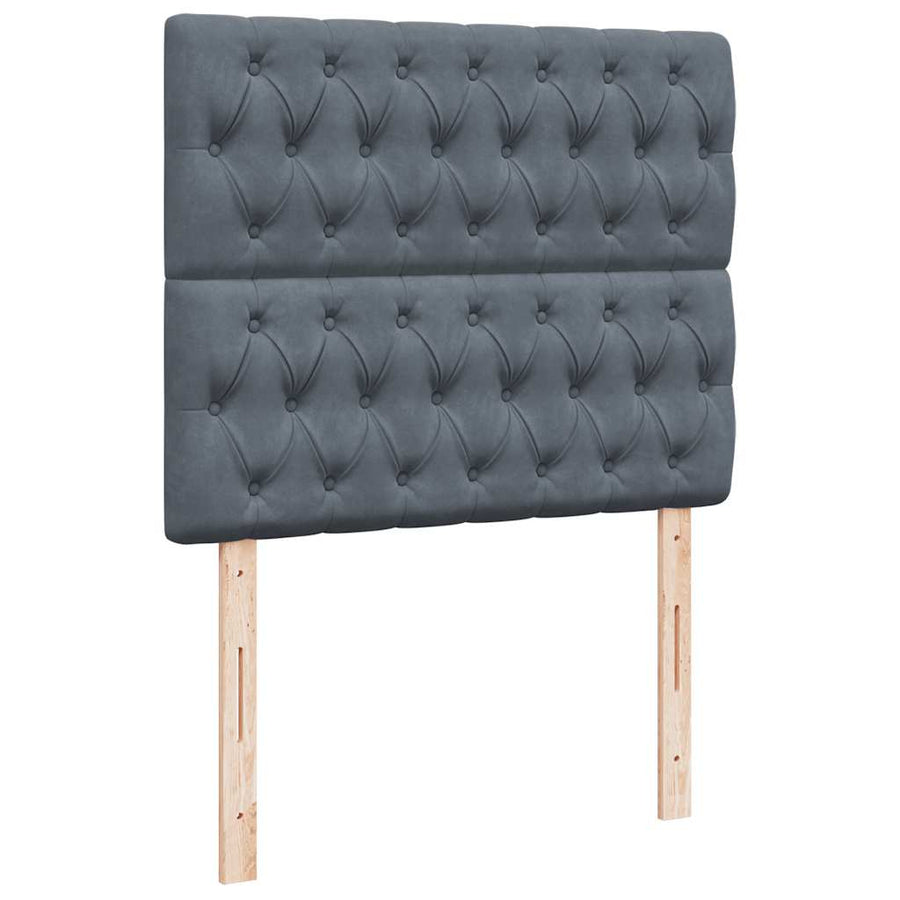Ottoman Bed with Mattresses Dark Grey King Single Velvet