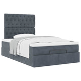 Ottoman Bed with Mattresses Dark Grey King Single Velvet - 45-Degree Angle