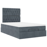 Ottoman Bed with Mattresses Dark Grey King Single Velvet - Rear View