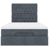 Ottoman Bed with Mattresses Dark Grey King Single Velvet
