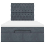 Ottoman Bed with Mattresses Dark Grey King Single Velvet