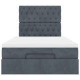Ottoman Bed with Mattresses Dark Grey King Single Velvet - Close-Up Angle
