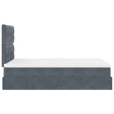 Ottoman Bed with Mattresses Dark Grey King Single Velvet - Low Angle