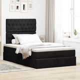 Ottoman Bed with Mattresses Black King Single Velvet - Side View