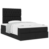 Ottoman Bed with Mattresses Black King Single Velvet - 45-Degree Angle