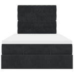 Ottoman Bed with Mattresses Black King Single Velvet