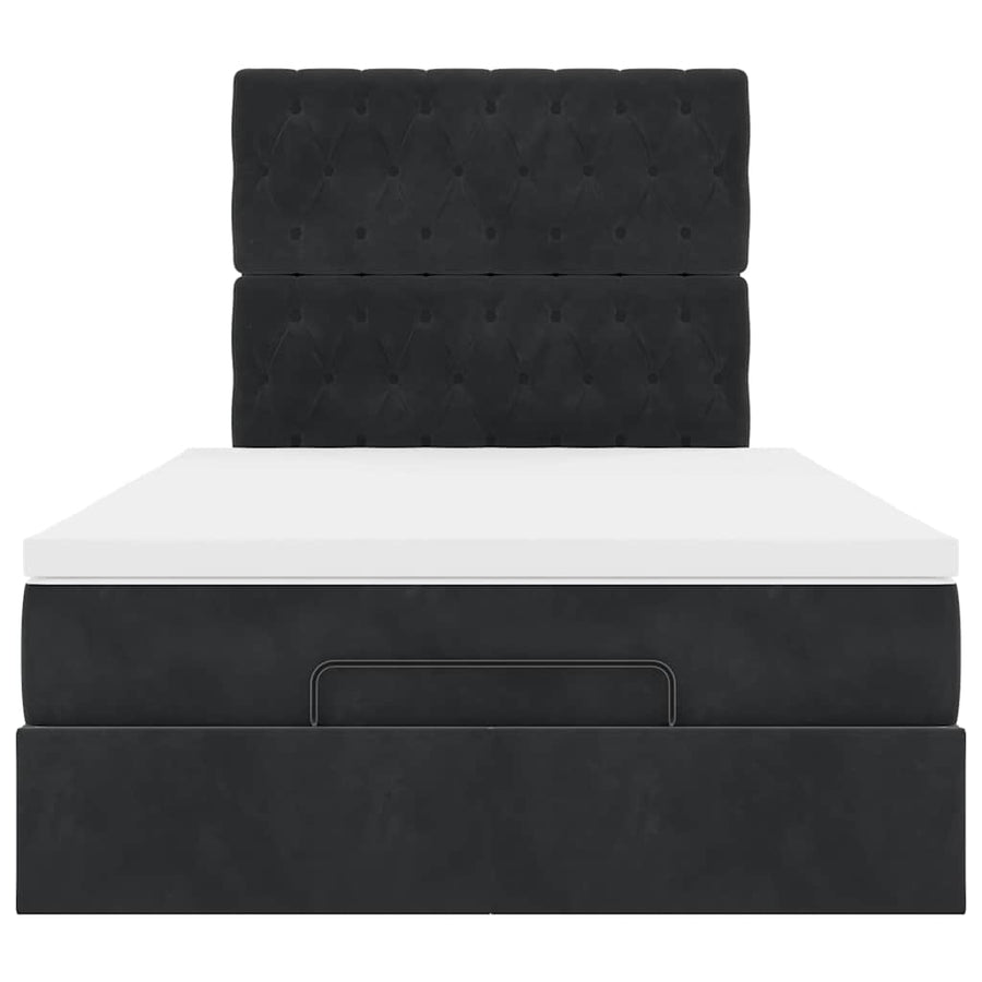 Ottoman Bed with Mattresses Black King Single Velvet