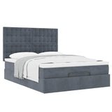 Ottoman Bed with Mattresses Dark Grey Double Velvet - 45-Degree Angle